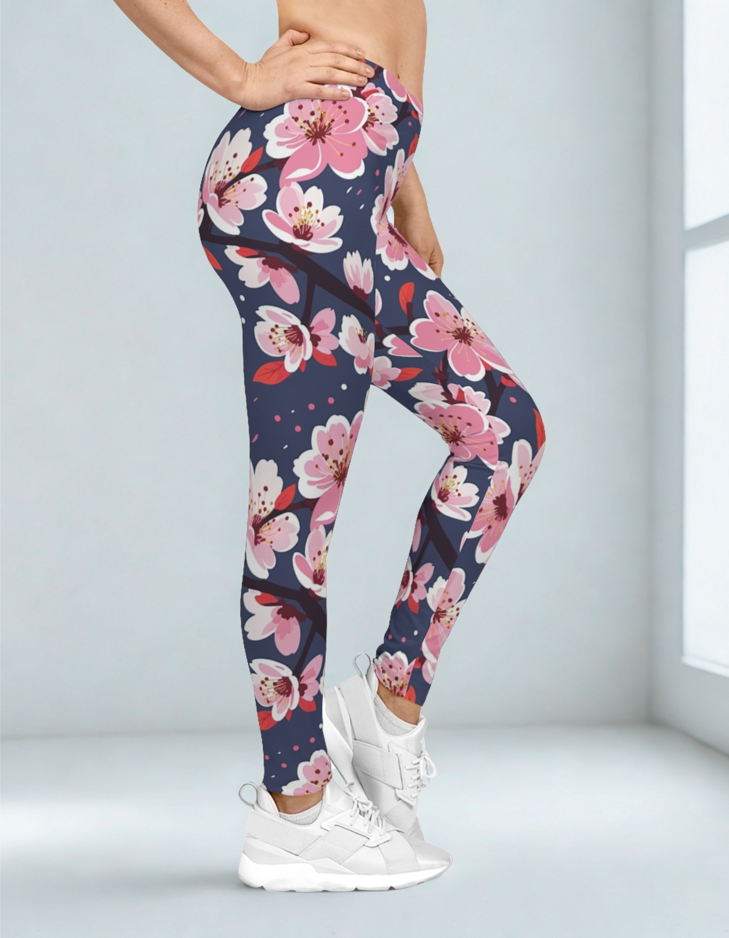 Blue/Pink Floral Leggings