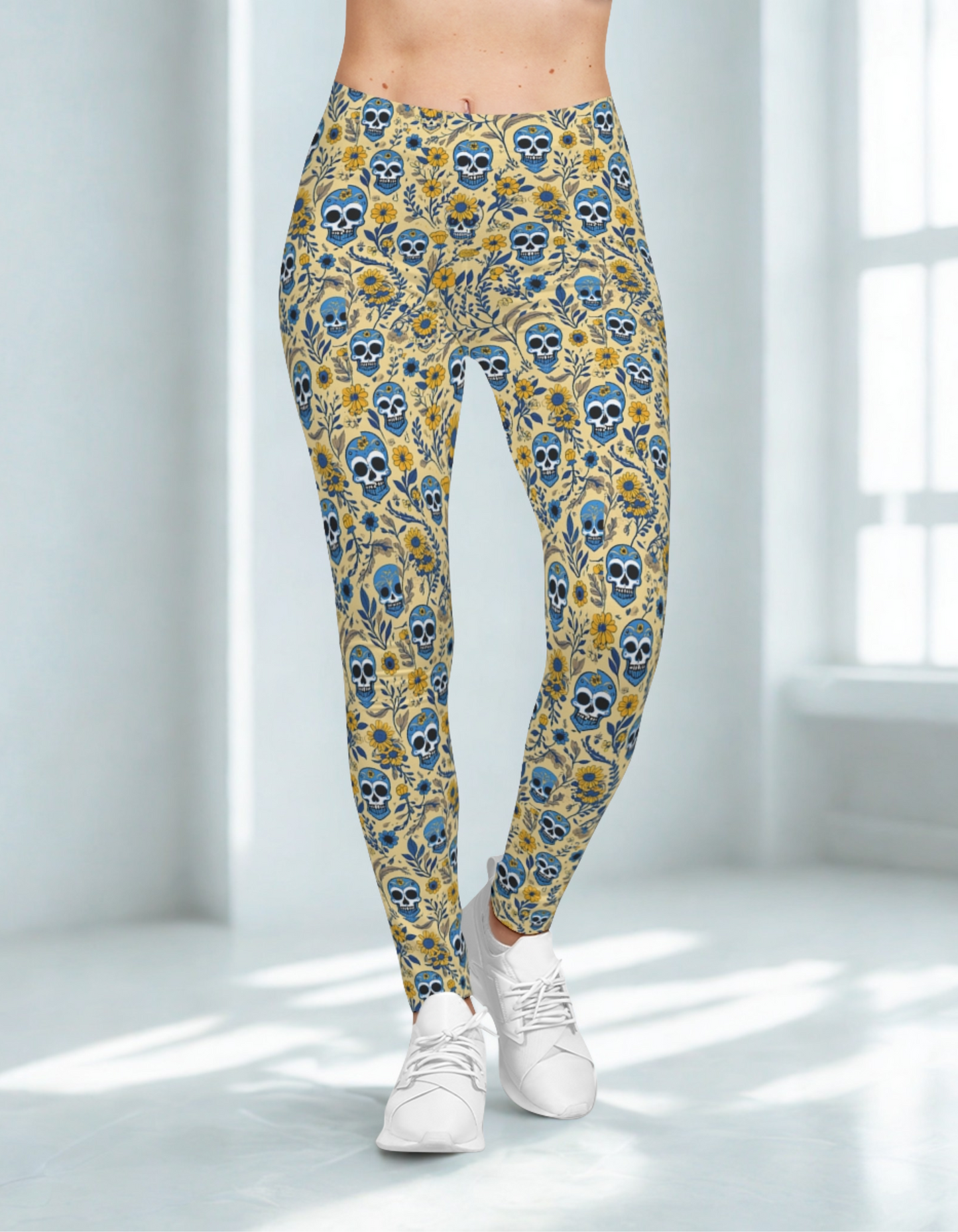 Retro Floral Skull Leggings