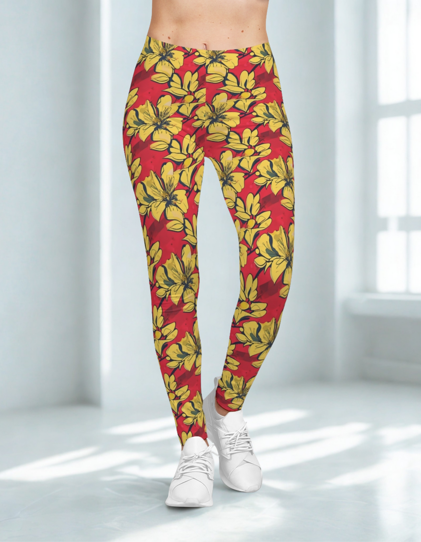 Red/Yellow Floral Leggings
