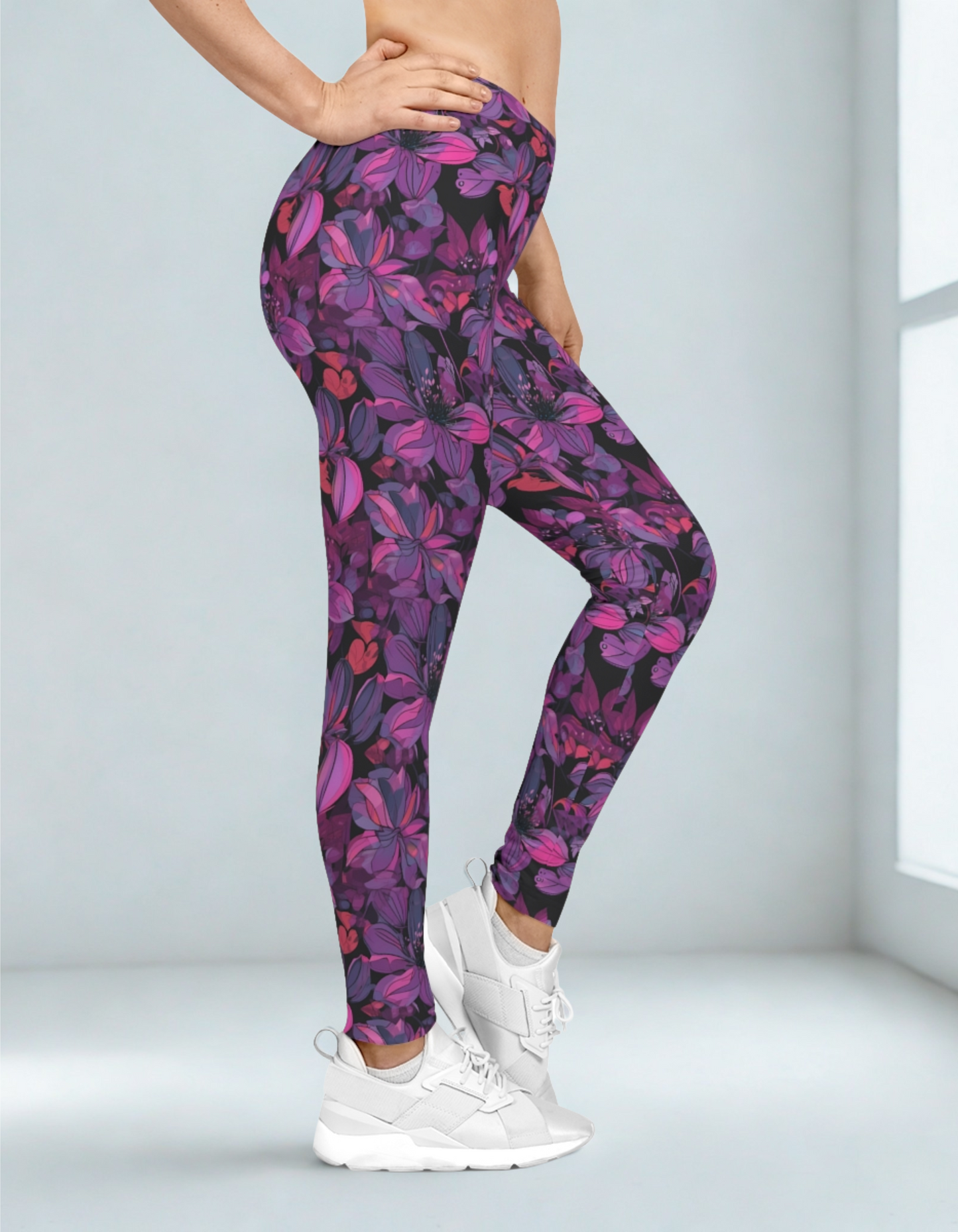 Purple Floral Leggings