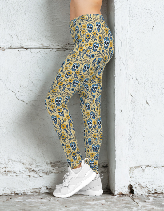 Retro Floral Skull Leggings