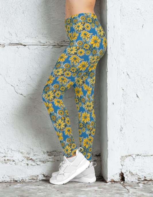 Blue/Yellow Floral Leggings