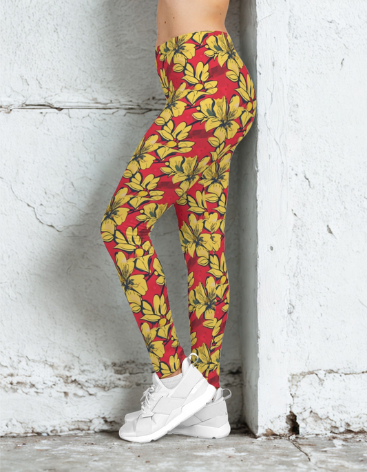 Red/Yellow Floral Leggings