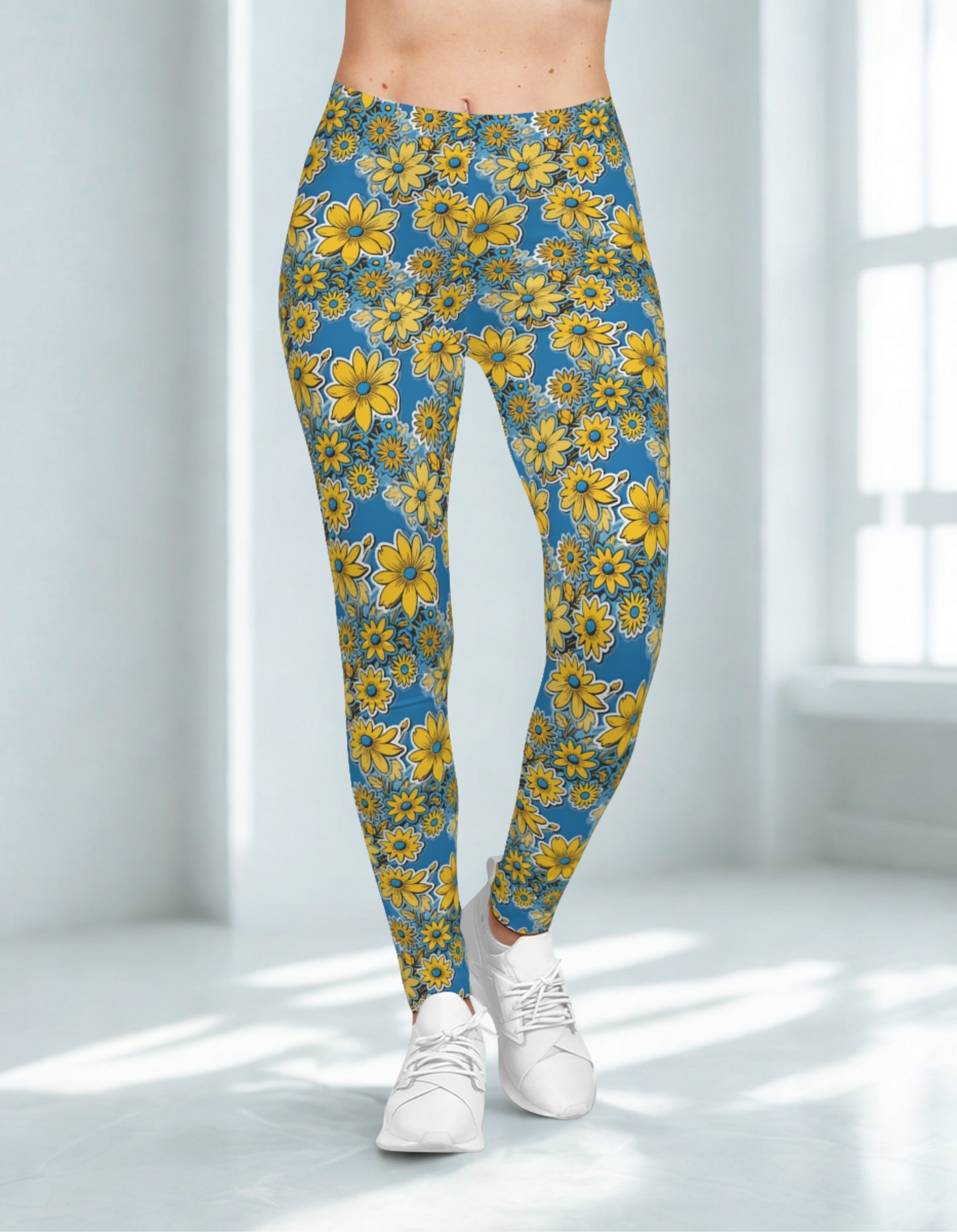 Blue/Yellow Floral Leggings