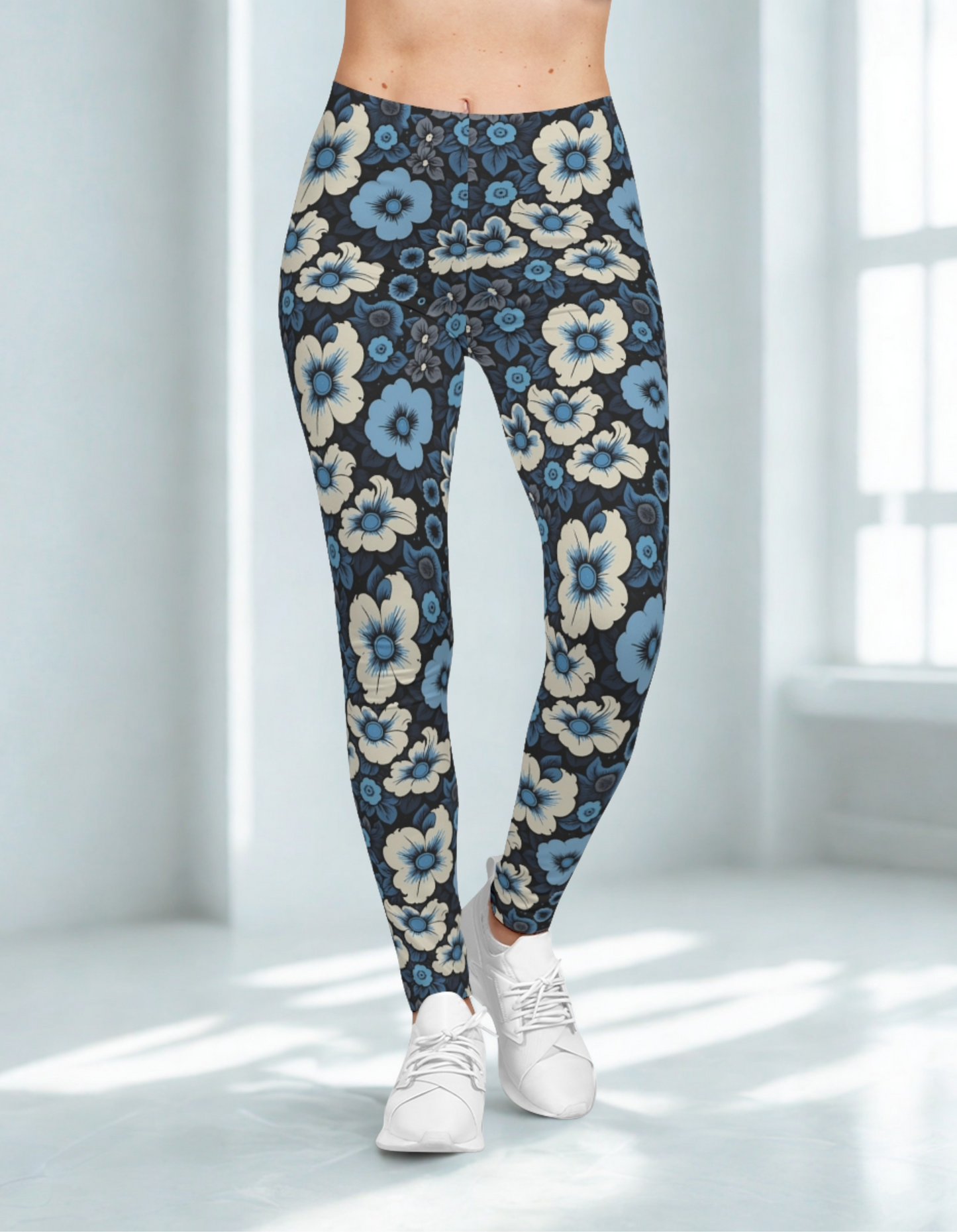 Blue Floral Leggings