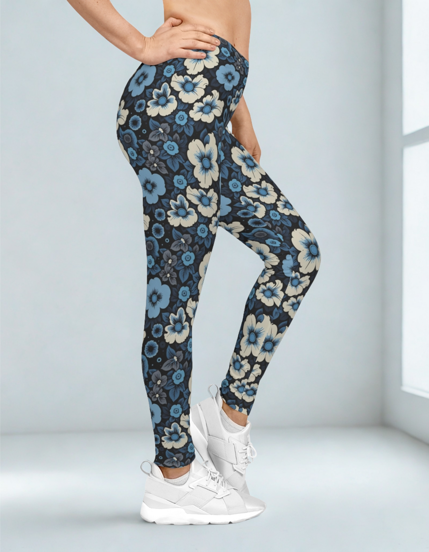 Blue Floral Leggings