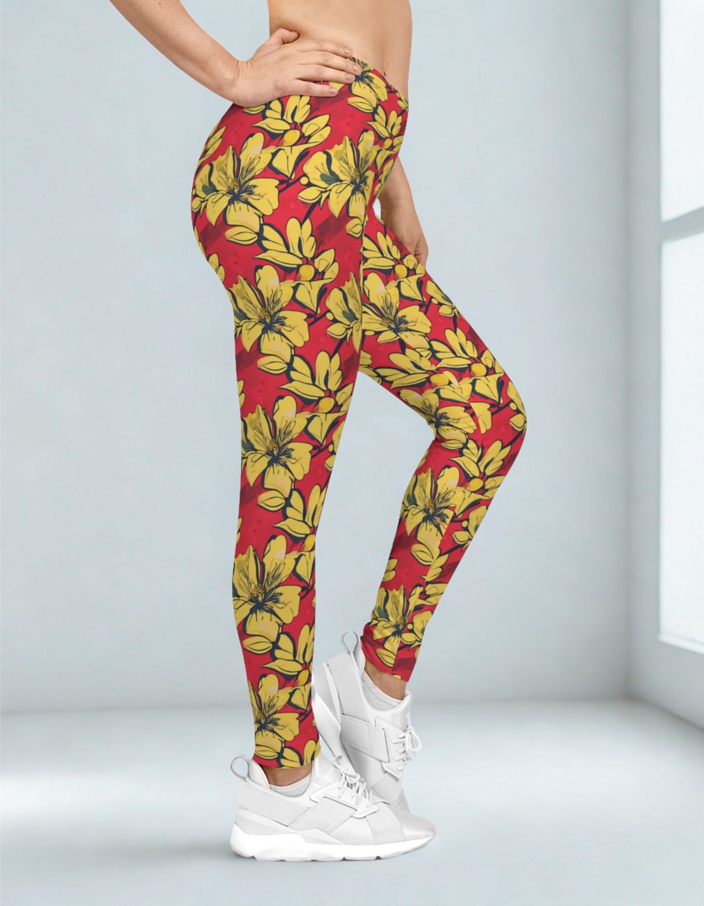 Red/Yellow Floral Leggings
