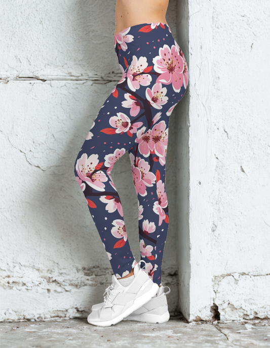 Blue/Pink Floral Leggings